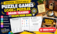 design printable puzzle games, logic puzzles brain teasers and escape room game