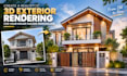create a realistic 3d exterior rendering for your house facade remodeling