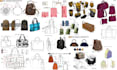 design full tech pack for bag concept backpack, handbag, purse