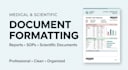 format medical laboratory reports, sops and scientific documents
