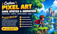 create and design pixel art, pixel sprites, spritesheet and pixel art animation
