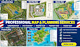 create subdivision map, site plan map, master plan, property map, tourist map