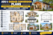 design adu floor plans, garage conversion plans, elevations and sections