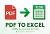 convert PDF to google sheets and excel in 2 hours