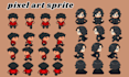 make pixel art animation, sprite sheet, 8 bit 16 bit nsfw pixel art character
