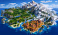 terraform minecraft worlds with mountains, rivers, forests and oceans