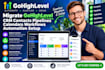 migrate gohighlevel CRM contacts pipelines calendars workflows automation setup