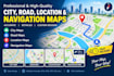 create professional city, road, location, navigation, gis and vector maps