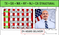 create texas ga ma ny nj ca structural engineer, calculations stamp permit
