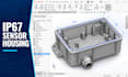 design waterproof ip67 sensor housing cad, electronics pcb enclosure 3d stl step