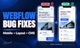 fix webflow bugs, mobile responsiveness and cms issues