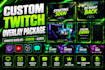 design custom animated twitch overlays and stream screens streaming
