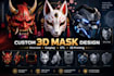 create custom 3d mask, 3d helmet, cosplay model and stl file