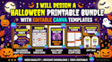 design a halloween printable bundle editable canva templates