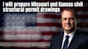 prepare missouri and kansas civil structural permit drawings