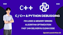 debug, fix errors, and optimize c, cpp, or python code