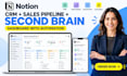 build notion dashboard, sales pipeline CRM second brain template with automation