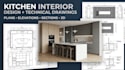 design kitchen interiors with detailed technical drawings and plans