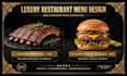 design luxury restaurant menu, BBQ and burger menu design