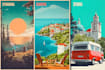 design retro vintage travel poster