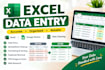 do excel data entry, spreadsheet cleanup and formatting