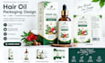 do premium hair oil box, label packaging design