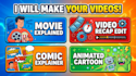 make movie explained video, video recap edit, comic explainer, animated cartoon