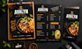 design restaurant menu, menu board and signage