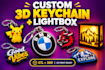 design 3d lightbox and 3d keychain for 3d printing