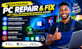repair, fix pc, install windows os, remove malware, cleanup disk, obs studio