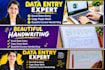 do professional beautiful cursive handwriting and data entry