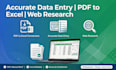 accurate data entry web research pdf to excel conversion and data cleaning