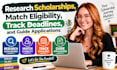 research scholarships, match eligibility, track deadlines, and guide application