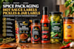 design modern spice packaging, hot sauce labels pickles, jar labels