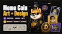 create meme coin art design website crypto meme coin doodle style animation