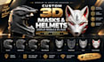 create custom 3d mask, 3d helmet, cosplay model and stl file