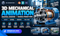 create 3d mechanical animation, industrial animation technical product video