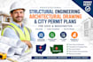 structural engineering, architectural drawing, city permit in ohio, washington
