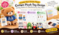 create cute custom plush toy design, sewing pattern, and manufacturing tech pack