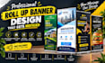 do roll up banner, roller banner, retractable banner, backdrop banner design