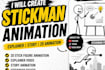 create a professional 2d stickman animation or stick figure explainer video