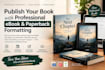 resize, edit, fix rejected book for amazon kdp book formatting, book publishing