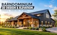 create stunning barndominium 3d design, elevation rendering