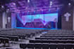 design realistic 3d church interior, stage and altar