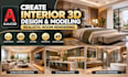 create interior 3d design, modeling and realistic room rendering in autocad