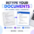 retype scanned pdfs, images and handwritten documents