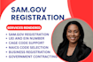 help with sam gov registration uei cage code and government contracts