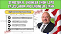 structural engineer snow load calculation and engineer stamp texas and ohio