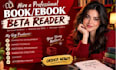 beta read self help, motivational book, romance book with actionable feedback