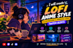 do lofi loop animation cozy anime lofi art and custom animated